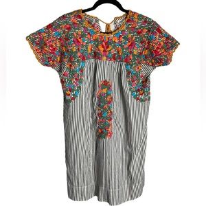 SISTER‎ MARY Women’s Marylou Striped Embroidered Floral Dress Size Small NWT